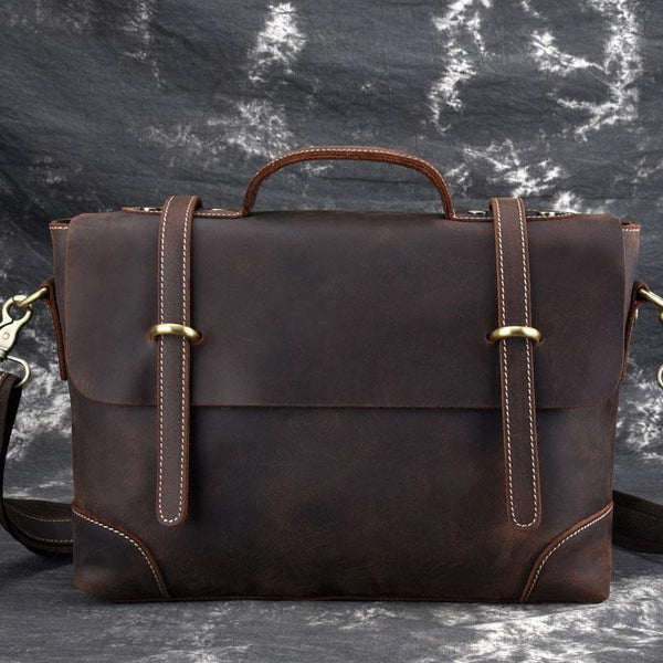 Leather Mens 13inch Laptop Bag Briefcase Work Handbag Business Bag for Men