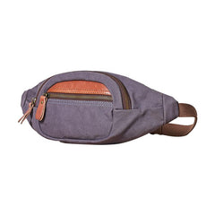 Canvas Leather Mens Womens Fanny Pack Canvas Waist Bag Small Hip Pack for Men