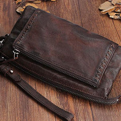 Handmade Mens Cool Long Leather Chain Wallet Cards Biker Trucker Wristlet Wallet - iChainWallets