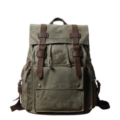Cool Waxed Canvas Retro Mens Black Large 15‘’ Travel Backpack Computer Backpack Hiking Backpack for Men
