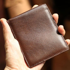 Slim Leather Mens Business SMall Bifold Wallet Bifold billfold Wallet Small Front Pocket Wallet For Men