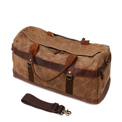 Mens Waxed Canvas Leather Weekender Bag Canvas Large Travel Bag for Men