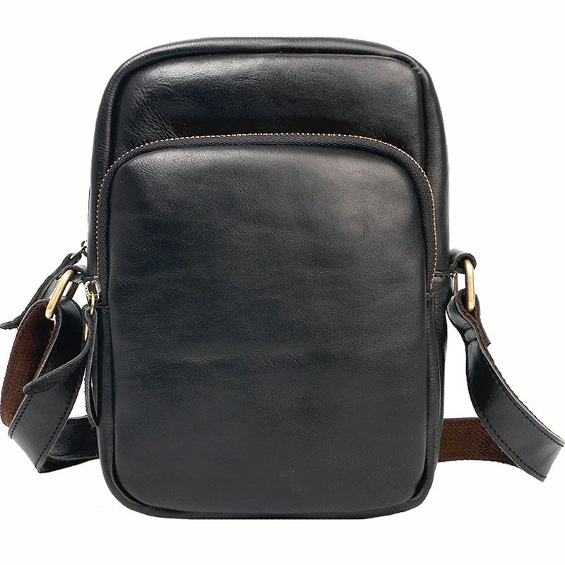 Casual Small Leather Mens Black Side Bags Small Vertical Postman Bag Messenger Bags For Men