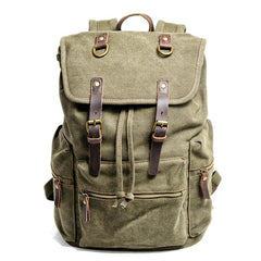 Cool Canvas Leather Womens Mens Large College Backpack 14'' Travel Backpack Computer Backpack for Men