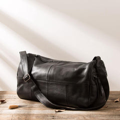 Cool Black Leather Mens Weekender Bag Travel Bags Shoulder Bags for men
