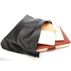 Vintage Black Soft Leather Mens Clutch Wallet Wristlet Bag Zipper Clutch Bag For Men