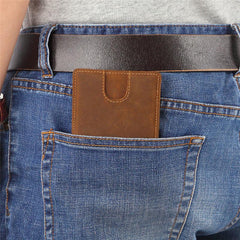 Vintage Brown Leather Men's Slim Small Bifold Wallet Front Pocket billfold Wallet For Men