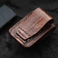 Badass Brown Leather Mens Zippo Lighter Cases With Belt Loop Lighter Holders For Men