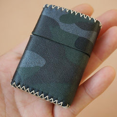 Cool Handmade Camouflage Leather Mens Classic Zippo Lighter Case Standard Zippo Lighter Holder for Men