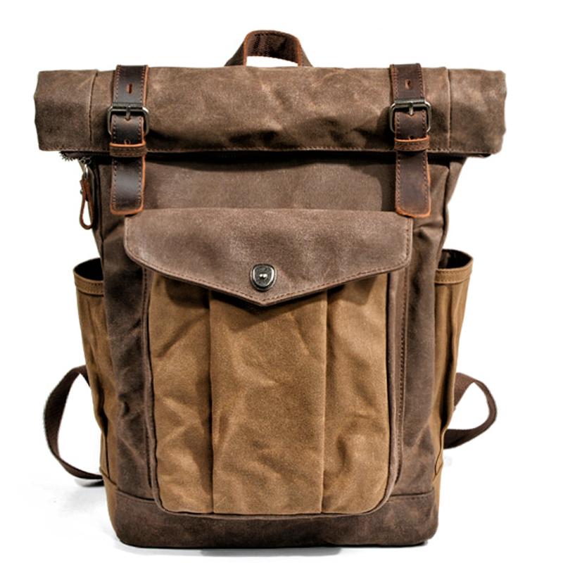 Cool Canvas Retro Mens Large Waterproof Travel Bag Computer Bag Student Backpack for Men