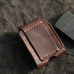 Cool Coffee Handmade Leather Mens Zippo Lighter Case Zippo Belt Loop Lighter Holders For Men
