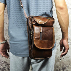 Cool Leather Drop Leg Bag Belt Pouches Mens Waist Bag Shoulder Bag for Men