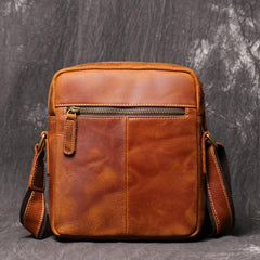 Cool Brown LEATHER MENS Ipad Vertical SIDE BAG COURIER BAG Vertical MESSENGER BAG FOR MEN