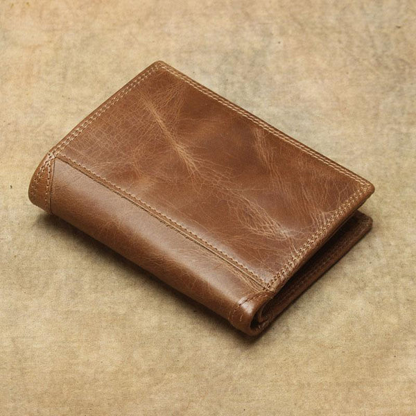 Cool Leather Mens Small Wallet billfold Bifold Wallet Front Pocket Wallet for Men