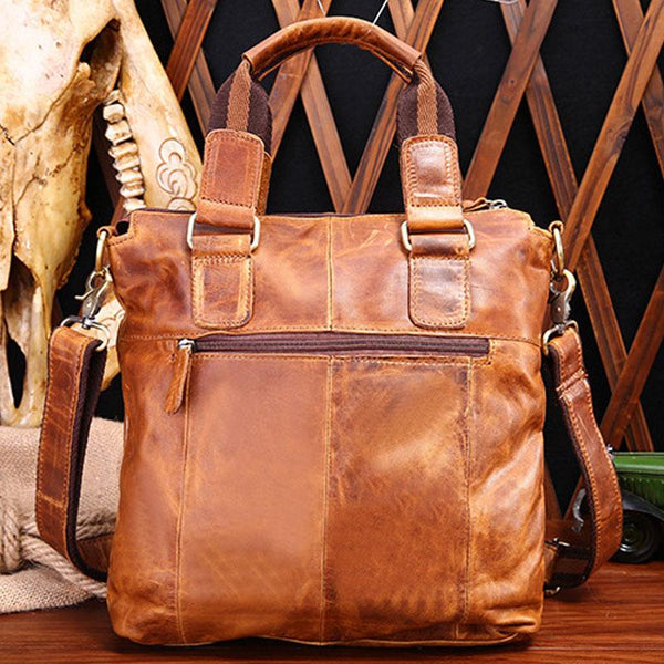 Vintage Coffee Leather Mens Briefcase Laptop Bag Business Bags Work Bag for Men