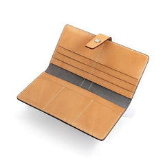 Cool Handmade Mens Leather Bifold Long Wallet Envelope Long Bifold Wallet for Men