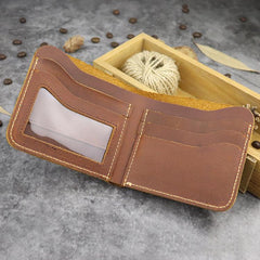 Cool Leather Brown Men's Small Wallet billfold Bifold Wallet Front Pocket Wallet For Men