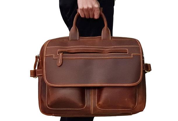 Genuine Leather Messenger Bag Cool Briefcase laptop Briefcase for men