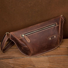 Cooll Mens Brown Leather Fanny Pack Mens Waist Bags Hip Pack Belt Bags Bumbags for Men