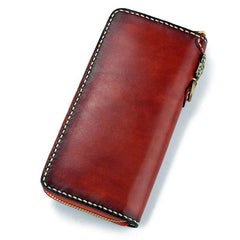 Handmade Leather Mens Chain Biker Wallet Cool Leather Wallet Long Phone Wallets for Men