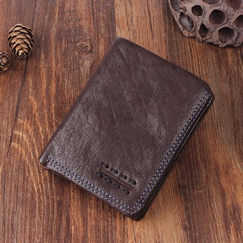 Genuine Leather Mens Cool Slim Leather Wallet Men Small Wallets Bifold for Men - iChainWallets