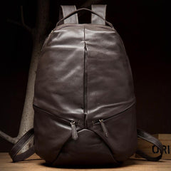 Black Fashion Mens Leather 15-inches Large Backpacks Coffee Travel Backpacks School Backpacks for men