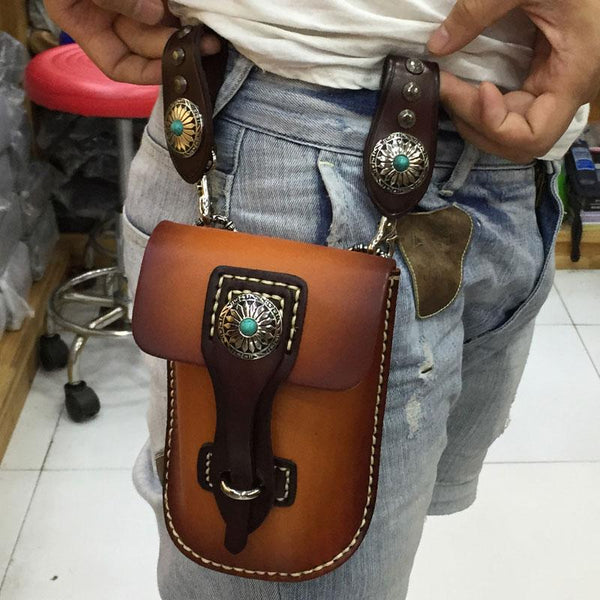 Leather Belt Pouch Mens Small Cases Waist Bag Hip Pack Belt Bag Fanny Pack Bumbag for Men