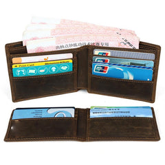 Bifold Leather Mens Wallet Small Wallet billfold Wallet Driver's License Wallet for Men