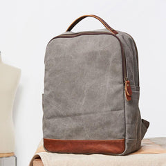 Cool Canvas Leather Mens Backpack Canvas Travel Bag Canvas School Bag for Men