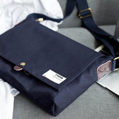 Cool Canvas Mens Side Bag 11'' Black Shoulder Bag College Bag Blue Messenger Bag for Men