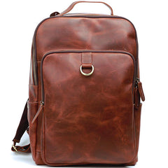 Cool Camel Leather Mens Travel Black Backpack Work 14 inches Brown Work Backpack For Men
