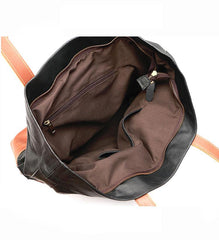 Black Vintage Leather Men Womens Large Tote Bag Brown Shoulder Tote Bag Shopper Tote For Men