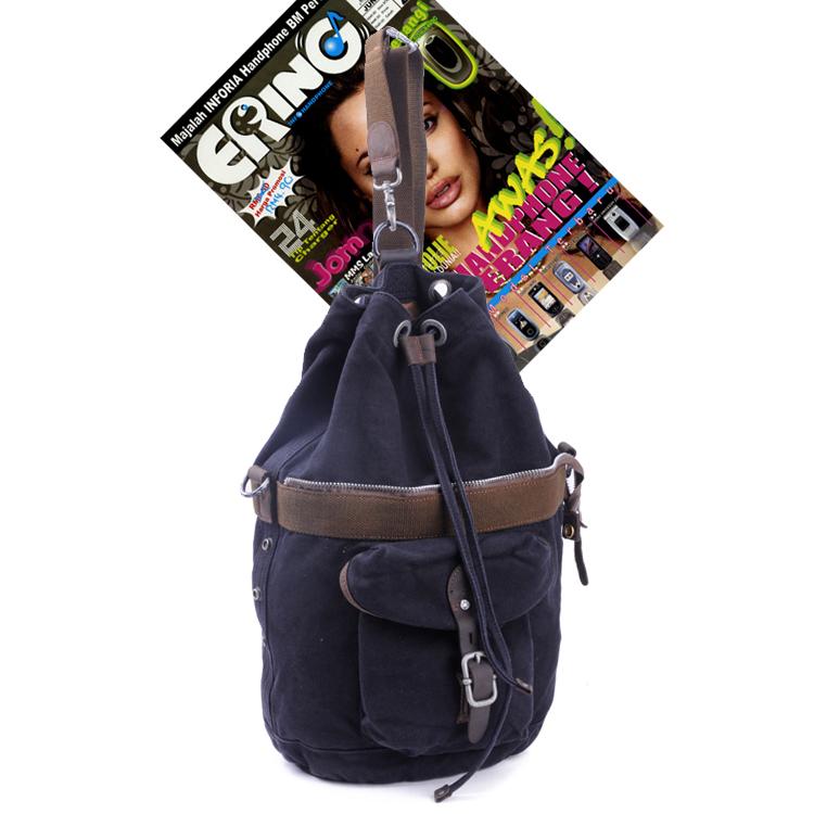 Canvas Black Mens Barrel Sling Bag Green Chest Bag Side Bag Bucket One Shoulder Backpack For Men