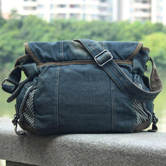 Blue Denim Mens Fashion Messenger Bags Large Jean Blue Postman Bags Courier Bag For Men