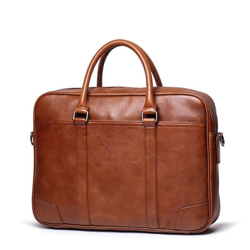 Vintage Brown Leather Men's Professional Briefcase 15‘’ Laptop Briefcase Work Handbag For Men