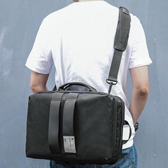 Cool PVC Canvas Men's Blue Messenger Bag Travel Backpack 15.5'' Black Handbag For Men