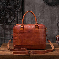 Cool Leather Mens Briefcase 14inch Laptop Bags Work Handbag Business Bag for Men