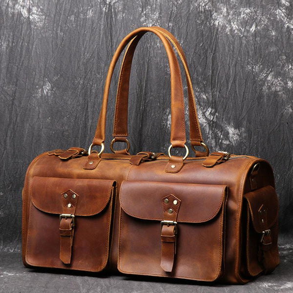 Cool Leather Mens Travel Bag Overnight Bag Work Handbag Business Travel Bags for Men