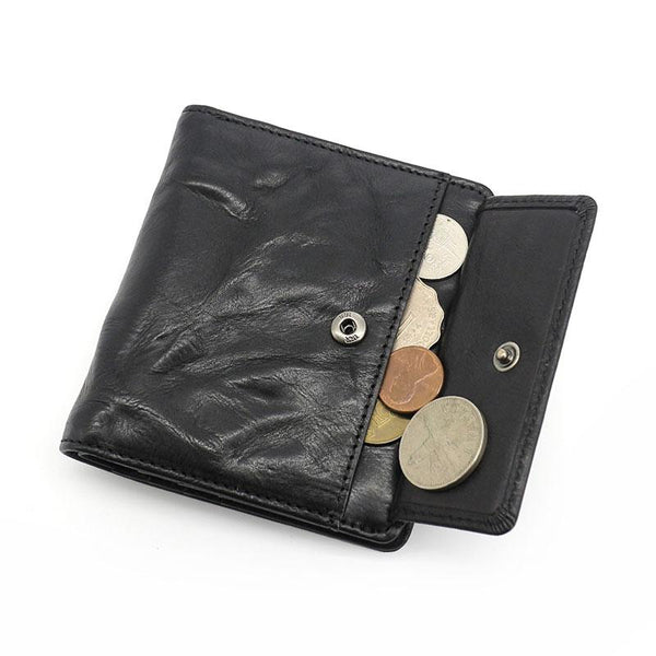 Black Mens Billfold with Coin Pocket 