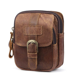 Vintage Brown Leather Men's Cell Phone Holster Belt Pouch Belt Bag For Men