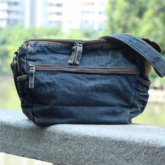 Blue Denim Mens Casual Messenger Bag Jean Side Bag Postman Bags Courier Bag For Men