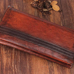 Genuine Leather Mens Cool Long Leather Wallet Zipper Wristlet Clutch Wallet