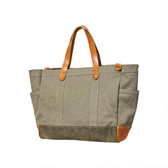 Canvas Leather Mens 14 inches Green Tote Messenger Bags Canvas Handbag Canvas Shoulder Tote for Men Women