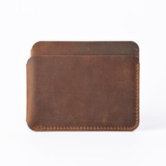 Vintage Brown Leather Men's Front Pocket Wallet Black Slim Card Short Wallet Small Wallet For Men
