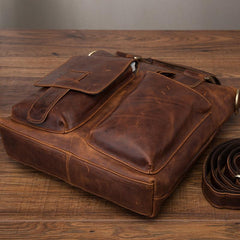Cool Leather Mens Small Briefcase Handbag Business Handbag Shoulder Bag For Men