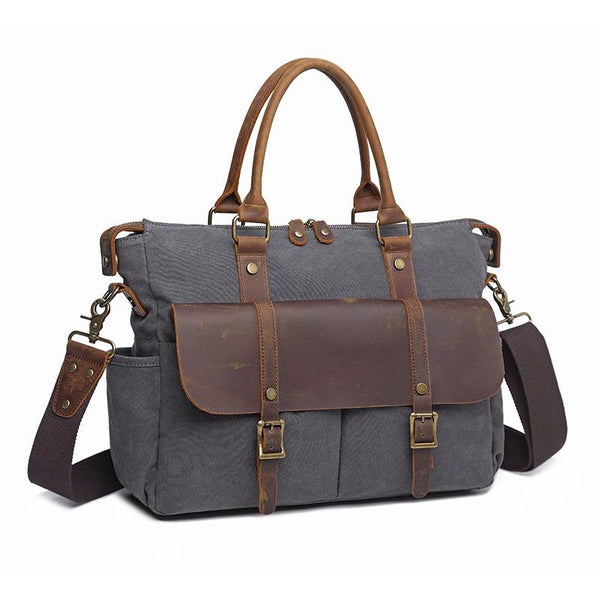 Canvas Leather Mens Womens Handbag Briefcase Bag Side Bag Travel Bag for Women