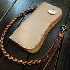 Handmade Leather Biker Wallet Long Mens Cool Chain Wallet Trucker Wallet with Chain