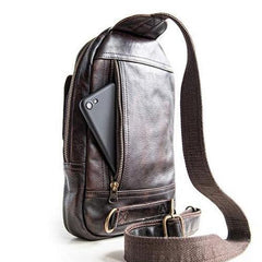 Genuine Leather Mens Cool Chest Bag Sling Bag Crossbody Bag Travel Bag Hiking Bag for men - iChainWallets