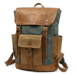 Waxed Canvas Mens Travel Backpack Canvas Backpacks Canvas School Backpack for Men