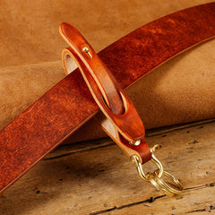 Handmade KeyChains Mens Brown Leather Keyring with Belt Loop for Men